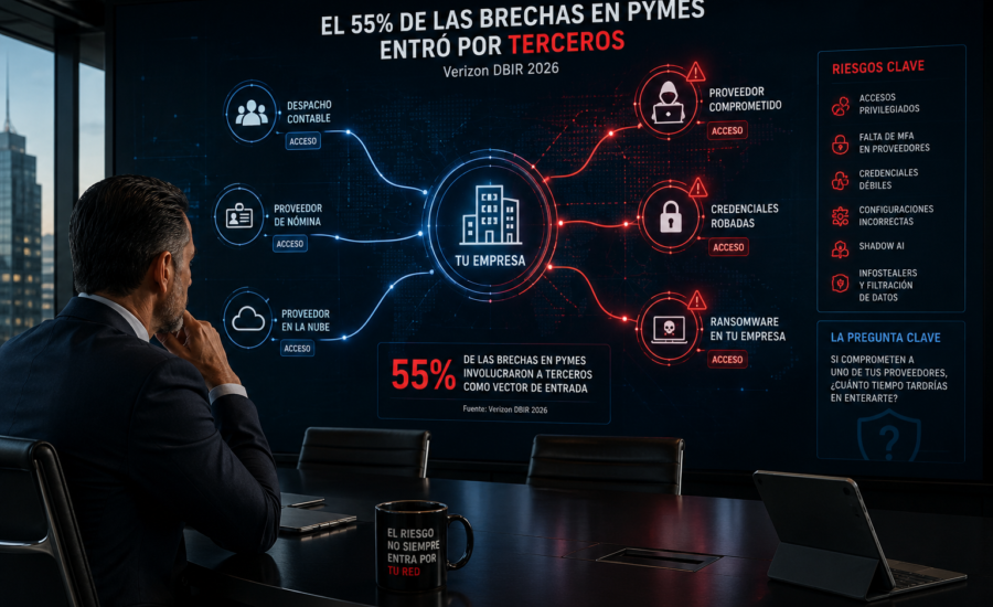 El 55% de las brechas que afectaron a PyMEs en 2026 involucraron proveedores externos con acceso a sistemas empresariales. Care Telecom.