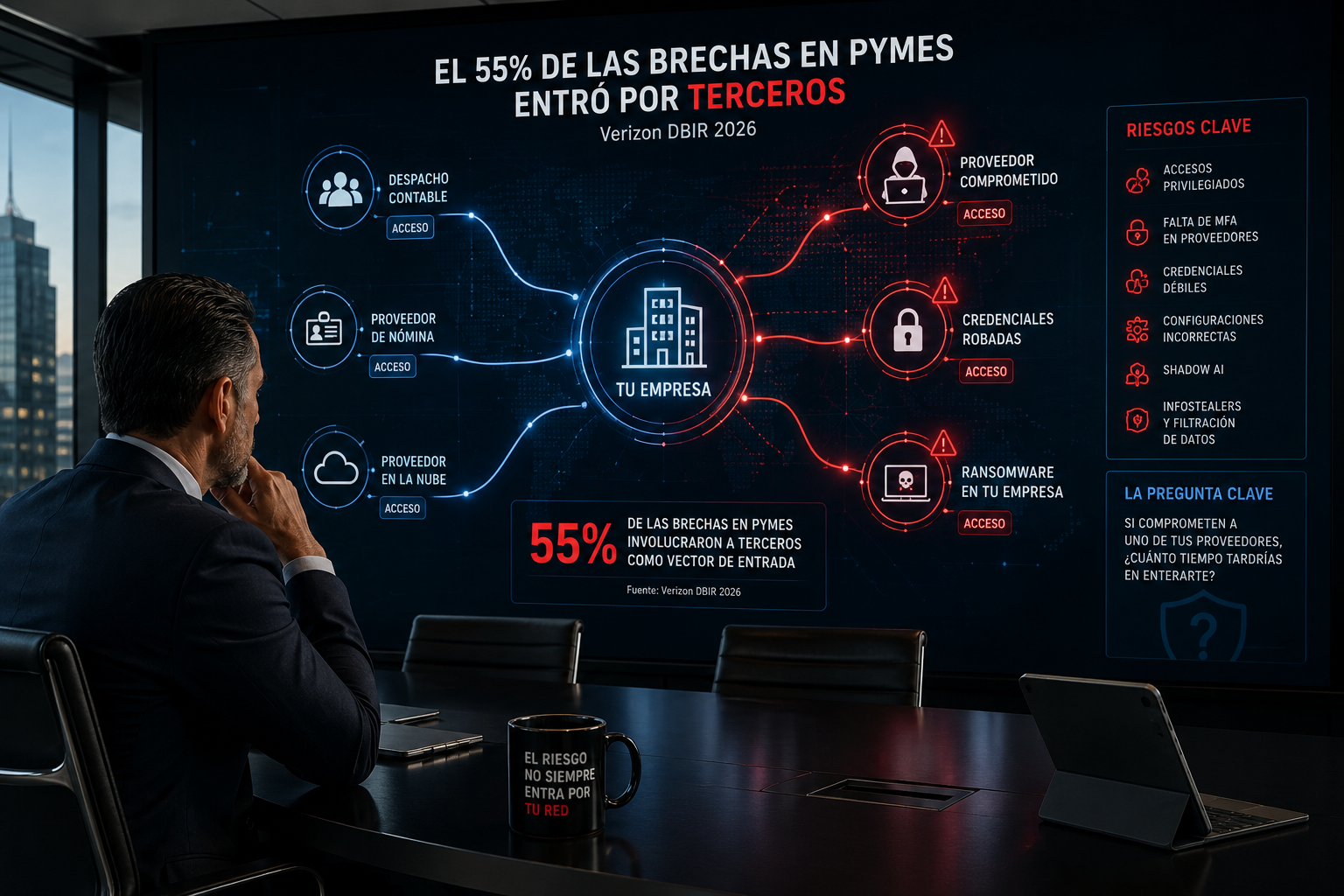 El 55% de las brechas que afectaron a PyMEs en 2026 involucraron proveedores externos con acceso a sistemas empresariales. Care Telecom.