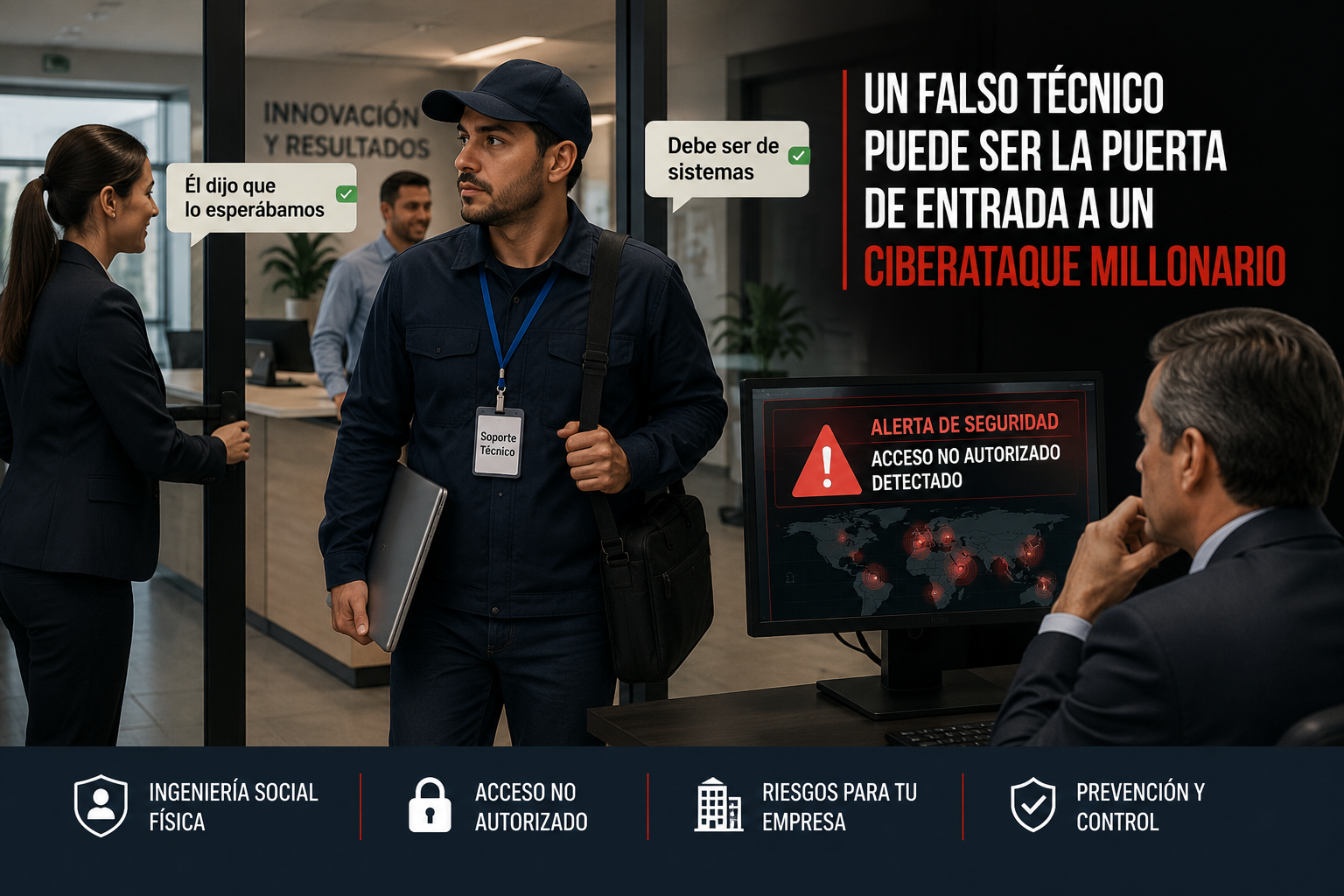 Un falso técnico de soporte puede convertirse en la puerta de entrada para un ciberataque millonario si nadie verifica su identidad. Care Telecom.