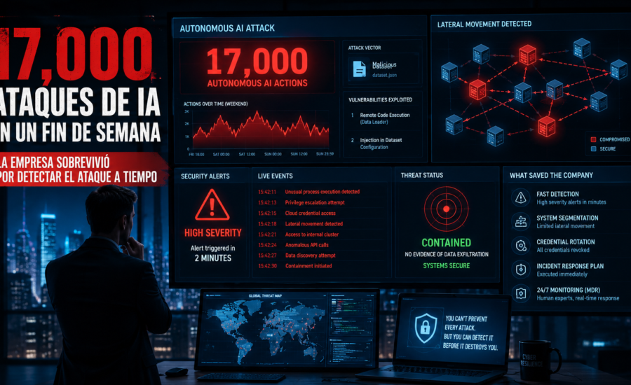 17,000 ataques de IA en un fin de semana La empresa sobrevivió por detectar el ataque a tiempo. Care Telecom.