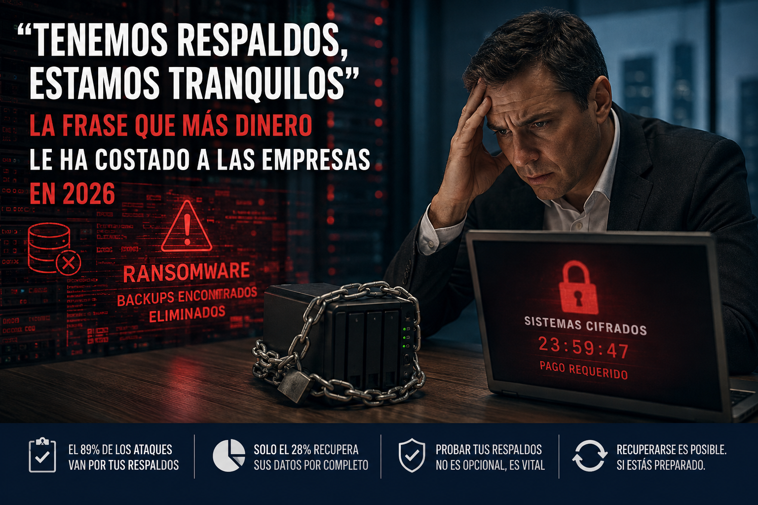 Una empresa puede tener respaldos y aun así perder sus datos. El ransomware ahora también ataca las copias de seguridad. Care Telecom.
