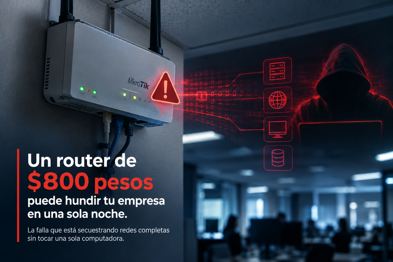Router MikroTik vulnerable a ciberataques y toma de control de redes empresariales. Care Telecom.