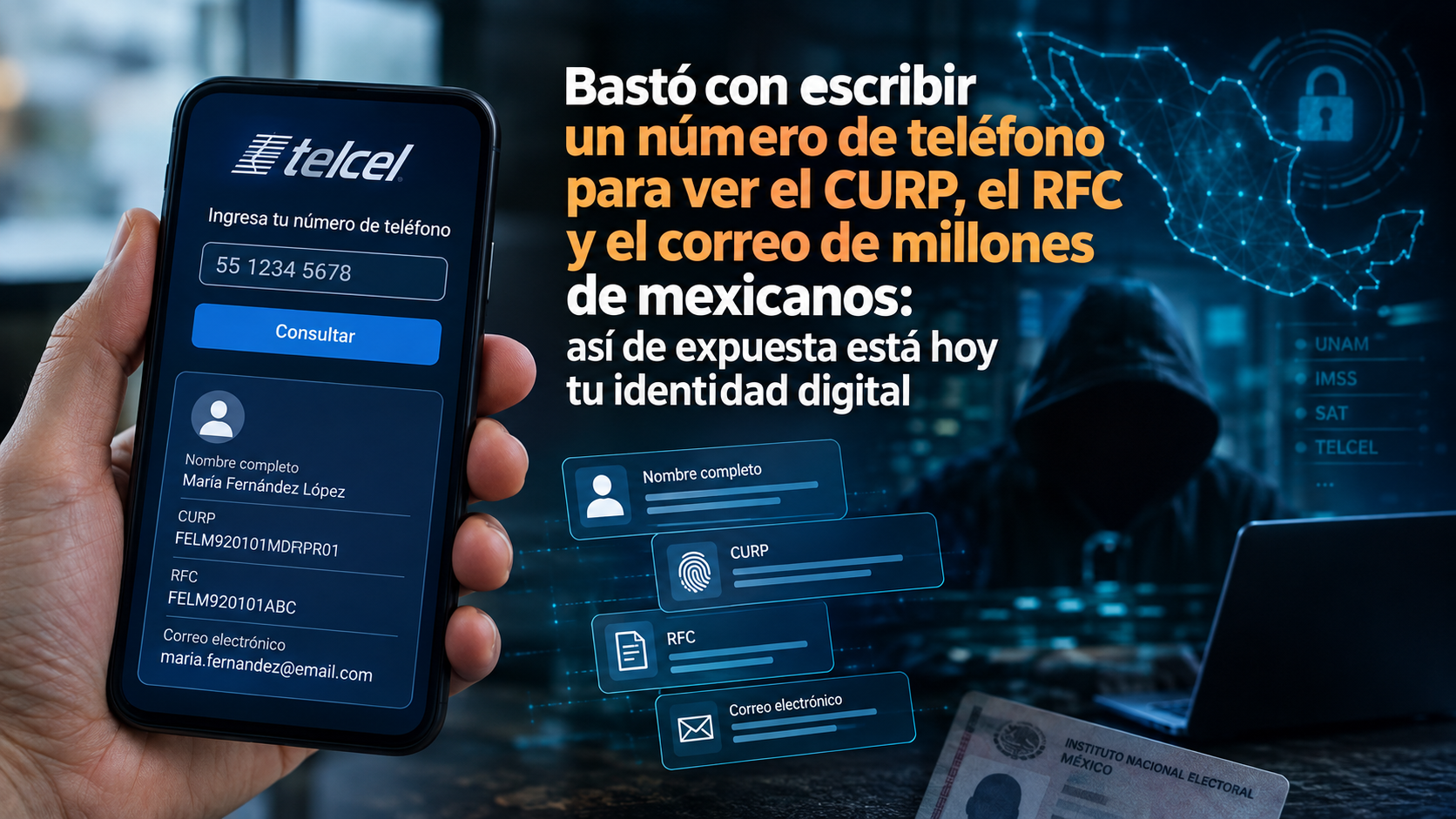 Filtración de datos personales en México: CURP, RFC y correo electrónico expuestos por vulnerabilidades de ciberseguridad. Care Telecom.